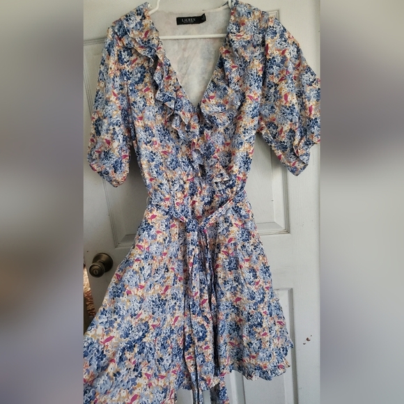 Ralph Lauren Black Label Prairie All Over Floral Print Midi Dress Womans Size 16 - Picture 5 of 10